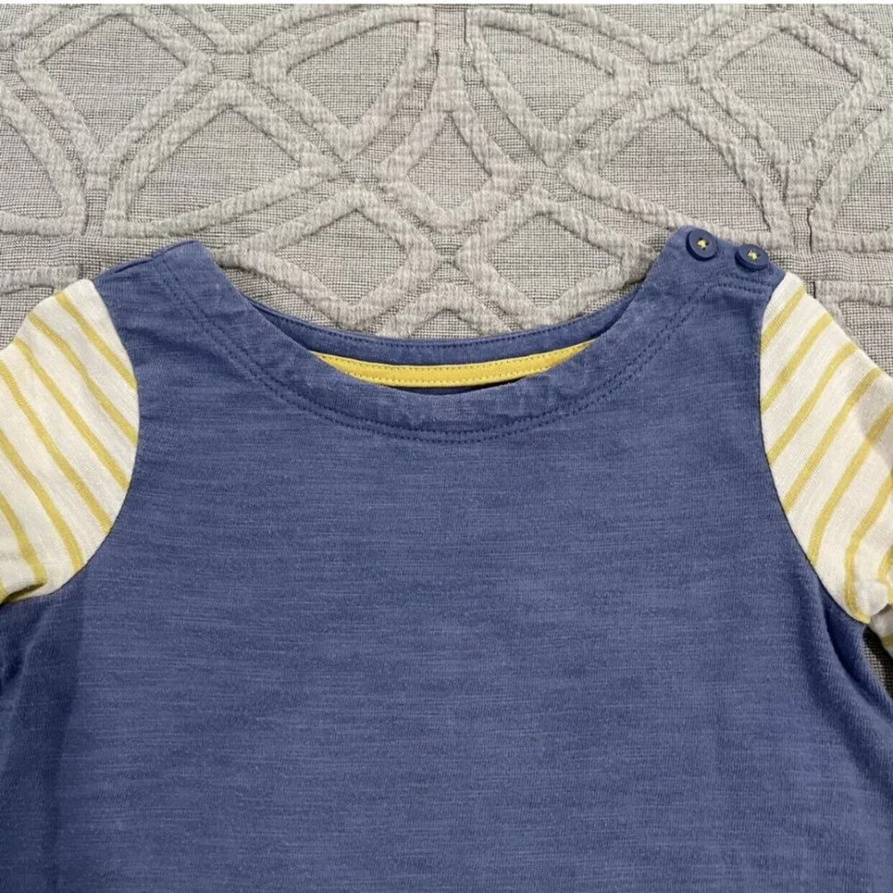 Mini Boden 2-3Y Blue & Yellow Stripes Pocket Dress